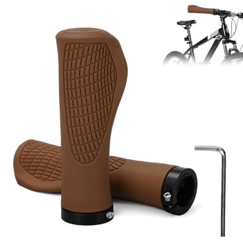 Adiwo Ergonomiczne uchwyty na kierownicę rowerową, antypoślizgowe, szybki montaż, do rowerów trekkingowych, wyścigowych, miejskich, składanych, górskich, typ A, kolor brązowy