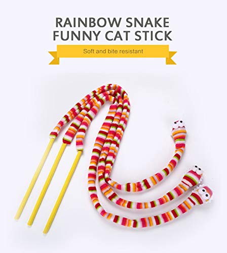 UISI Brinquedo interativo em formato de cobra de arco-íris com cabeça de gato divertida com caixa de