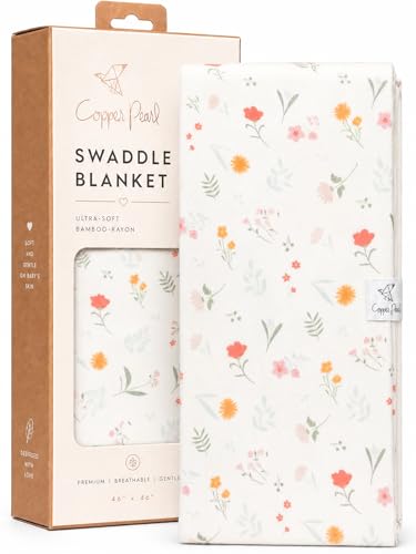 Image of Copper Pearl Swaddle Blankets for Newborns | Soft Stretchy Receiving Blankets for Boys and Girls | Large 46 x 46 Inch Baby Blankets | Lightweight and Breathable Swaddles | Mabel