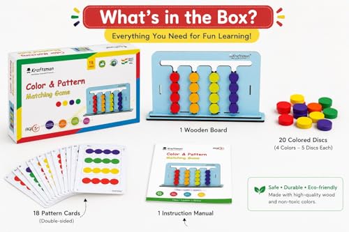 Image of Braintastic Wooden Color and Pattern Matching Fun Learning Game Baord for Kids 4+