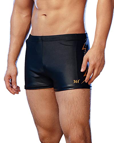 361º Jammers Swimsuit for Men & Boys,Competition Lap Swim Suit, Square Leg Endurance Training, Letter-black, M (W28''-30'')