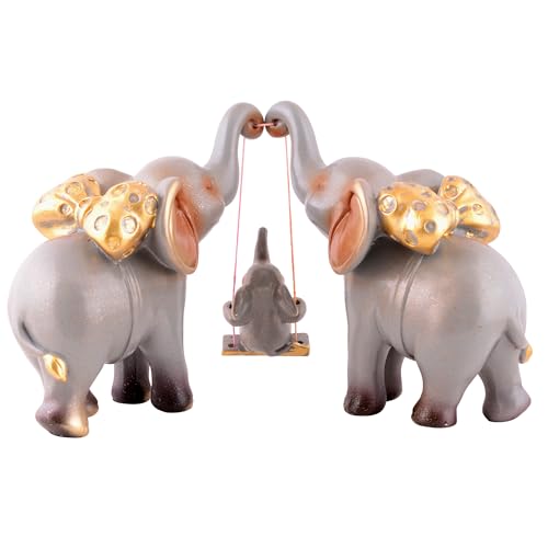Image of zart Decorative Elephant Family Showpiece Home & Office Decor(Grey)