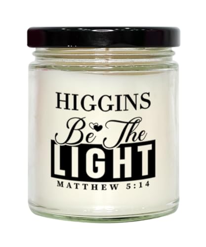 Bible Verse for Higgins Candle,Christmas Gifts for Higgins Be The Light Mattew 5:14 Gifts for Women Coworker Higgins Name Birthday Candle Christmas Gifts, Housewarming, Soy Wax, Scented, Decor