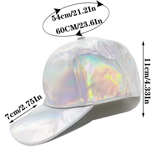 Unisex Shiny Holographic Baseball Cap Fashion Adjustable Cool Rainbow Reflective Hip Hop Caps For Mens Womens Hat (Silver) #TOP3