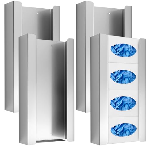 Blulu 4 Pack Stainless Steel Glove Boxes Holder, Wall Mount for 4 Boxes