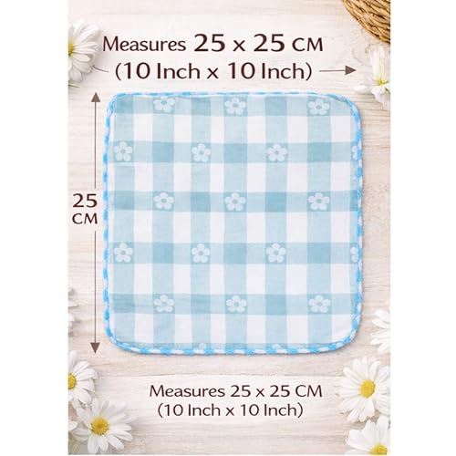 Image of ANVIK Women Check Handkerchief - Cotton Hanky, Face TowelHanky for Kids Boys Girls for School (Pack of 6 Pc)