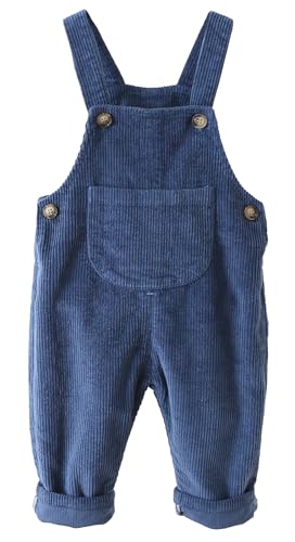 Image of SEAUR Baby Boy Girl Corduroy Bib Overalls Cotton Button Suspender Overalls Plain Romper Loose Jumpsuit