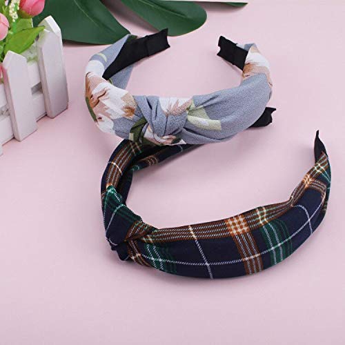 BAHABY 10 Pack Knotted Headbands for Women, Boho Elastic Soft knot Turban Fashion Floral and Dot Print Hair Band for Outdoor and Daily Dress