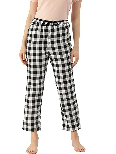 Image of KRYPTIC Women's 100% Pure Cotton Woven Pyjama | Mid Rise Relaxed Fit Full Length Nightwear Pant with Elasticated Drawstring Waistband & Side Pocket | Comfortable Lounge, Sleepwear & Casual Bottom Wear