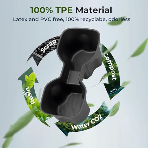 Image of Center Console Cup Holder Inserts for Chevrolet Equinox EV 2026 2025 2024 (Not for Gas), Interior Accessories TPE Car Cup Holders Covers Protector for Chevy Equinox EV 2024-2026, Black