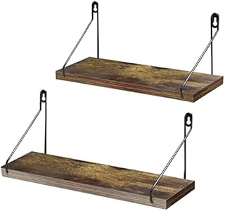 Amazon Brand - Umi Rustic Wooden Floating Shelves Wall Shelf 2 Set for Bathroom Bedroom Living Room Kitchen
