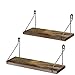 Amazon Brand - Umi Estanteria de Pared de Madera Maciza, Estante Flotante Rustico y Vintage, Organizador Colgante para Dormitorio, Cocina, Salon y Baño, Set de 2