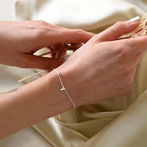 ChicSilver Dainty Initial Bracelet 925 Sterling Silver Bracelet Minimalist Letter Bracelet for Women Bracelet with Initial E Alphabet Jewelry - Image 4