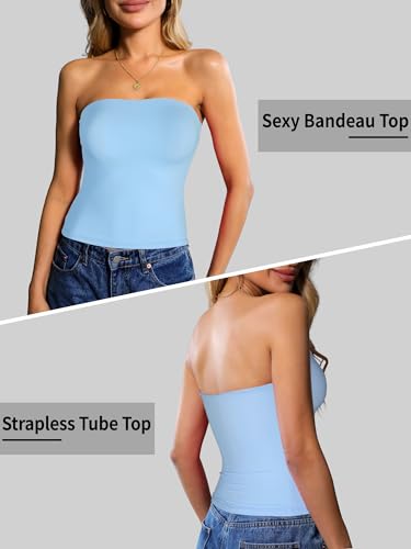 Image of Ibeauti Womens Tube Top Strapless Crop Tops Double Lined Sexy Y2K Going Out Off Shoulder Summer Top