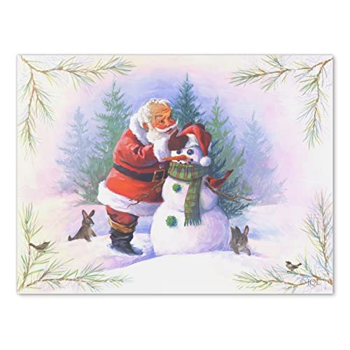 GRAPHICS & MORE Christmas Holiday Santa Making Building Snowman Wall