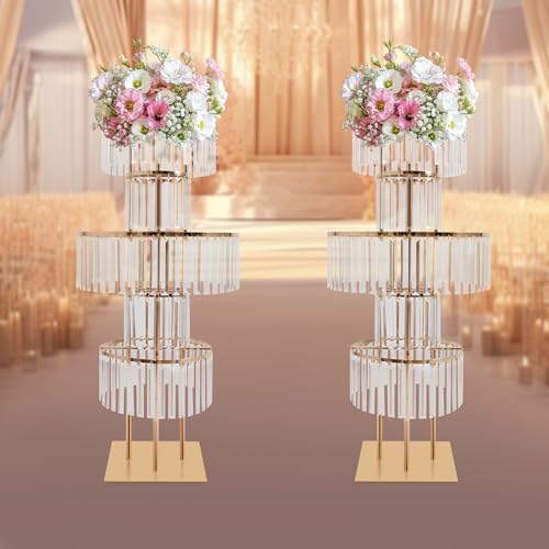 Support à fleurs en cristal 110 cm lot de 2 vases de cérémonie