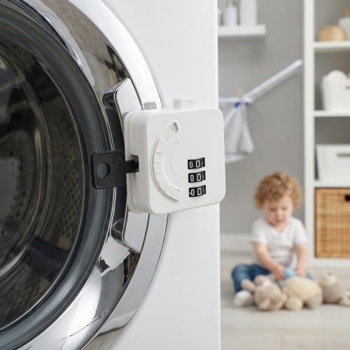 Fridge Lock with Code, No Drilling, Child Lock Cabinet and Drawer with Password, White (Pack of 1), Safety Latch for Fridge, Freezer, Drawers, Windows, Washing Machine