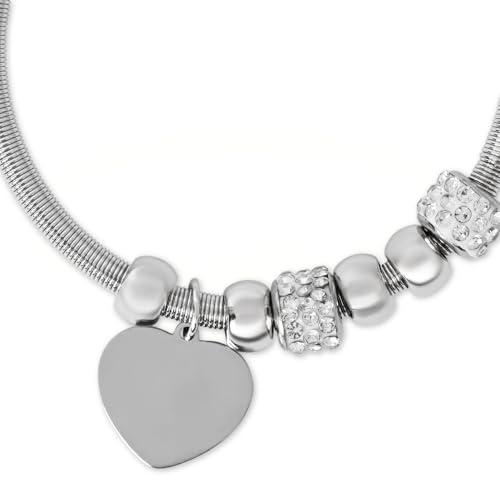 Image of I Jewels Fashion Stylish Silver Plated Adjustable Charm Bracelet with Stone Beads for Women