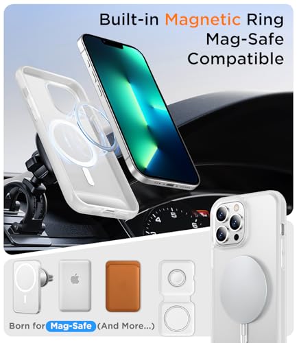 Image of Magnetic Compatible with iPhone 13 Pro Max Case, [Built-in Invisible Kickstand][Compatible with MagSafe][Military Grade Shockproof] Slim Translucent Matte Phone Case for iPhone 13 Pro Max 6.7 inch