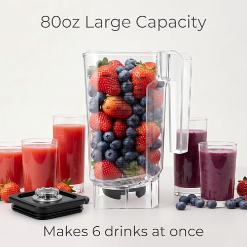 CRANDDI K80 K96 K85 Blender Cup, 80oz 2200ml Commercial Blender Jar Pitcher Container with Blade Assembly, Large Capacity Replacement Parts Spare Cup for K80 K96 K85 Blenders, BPA Free, Clear by CRANDDI - Used condition - Image 8