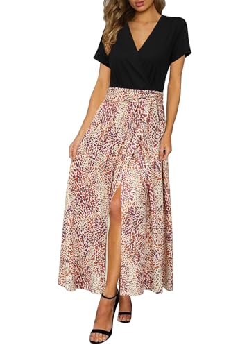 Image of Newshows Women's 2026 Lightweight Summer Wedding Guest Beach Vacation Casual V Neck Split Flowy Maxi Dress