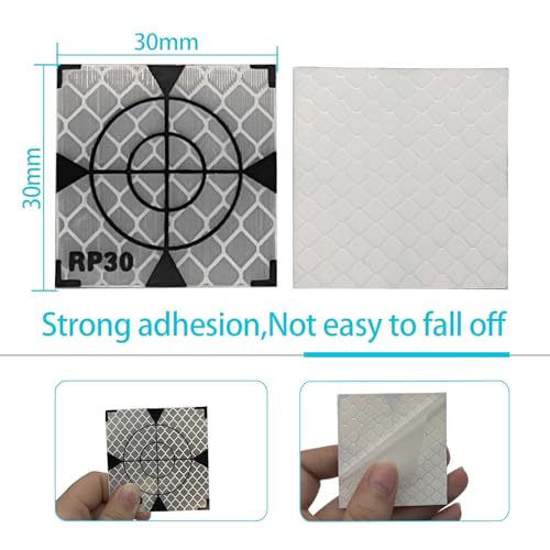 Image of 30X30MM 100PCS Reflector Targets for Total Stations Paste Up Reflector, Survey Target Mark with Black Triangle Reflective Sheet for Total Stations,White