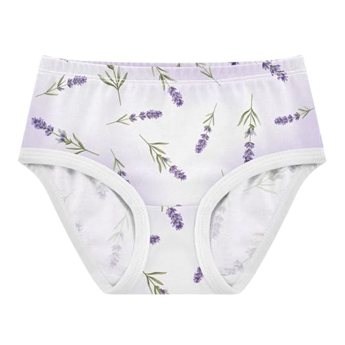 Toddler Underwear Floral 2t Cotton Panties Little Girl Aesthetic Kids Briefs Undies Lavender Flowers Leaves Purple