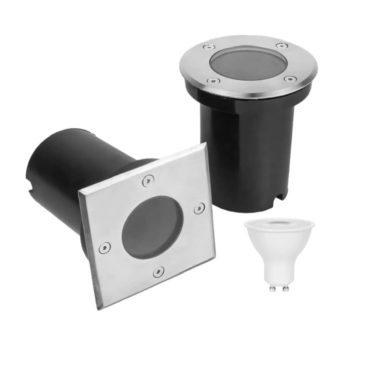 Gu10 Changeable Underground interlock light led Underground Light Lamp High-power Tempered Glass Outdoor Ground Garden Path Floor Stair Yard Spot Landscape Lamp Water Resistant With Gu10 bulb