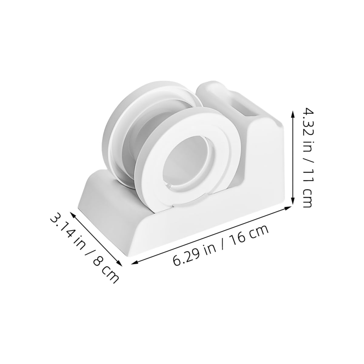 Dispenser per Nastro Adesivo da Scrivania in Plastica Bianco | Design Compatto e Semplice, Supporto Portatile per Ufficio e Scuola, Finitura Elegante