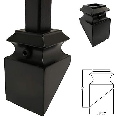 Iron Railing Stairs Slant/Angled/Pitch Baluster Shoe for 1/2" Scroll Basket Twist Knuckle Iron Spindles Shoe Stair Parts (Satin Black)