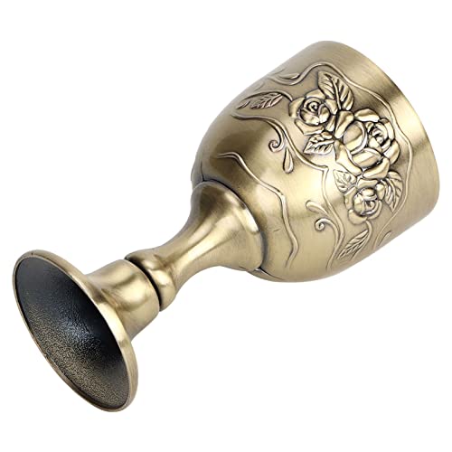 Leopaca Gobelet à Calice Vintage, Forme Fleur Verres Relief Tasses Laiton Cuivre Liqueur Communion Style Européen Collection pour Fête Mariage L'obtention...