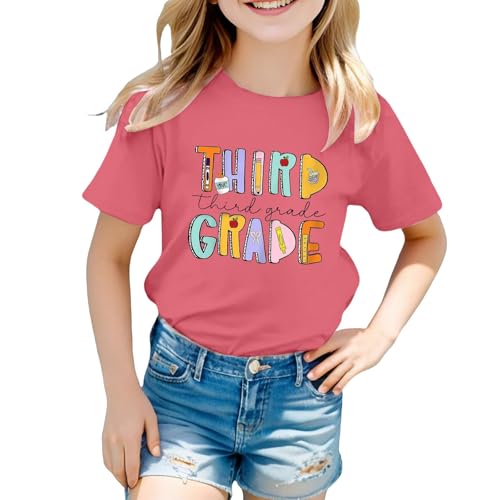 Girls 3rd Grade Shirt Back to School Third Grade T-Shirts First Day of School Printing Tee Tops Kids Summer Outfits4