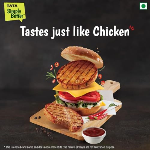 Image of Tata Simply Better Plant-Based Burger Patty, Tastes just Like Chicken, 300g