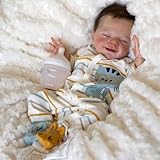 Tvqbxp Reborn Baby Doll Boy, Realistic Newborn Baby Doll Vinyl Silicone Full Body, 18 Inch Lifelike Sleeping Doll,Real Life Baby Dolls Gift for Kids Age 3