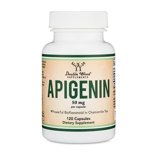 Apigenin Supplement - 50mg per Capsule 120 Count (Powerful Bioflavonoid Found in Chamomile Tea for Relaxation Sleep and Mood) Senolytic Flavonols for Aging (Gluten Free) by Double Wood