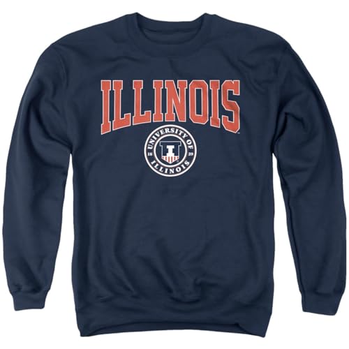 LOGOVISION University of Illinois Collegiate Seal Unisex Adult Crewneck Sweatshirt Navy Medium