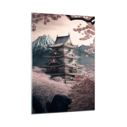 Vidrios decorativos 50x70cm Cuadro Sobre Vidrio Moderno Asia Japón Cereza Japonesa Dormitorio Cocina Cuadros Pared Impresiones Decoracion Salon Impresión en Cristal Wall Art Prints GPA50x70-5734