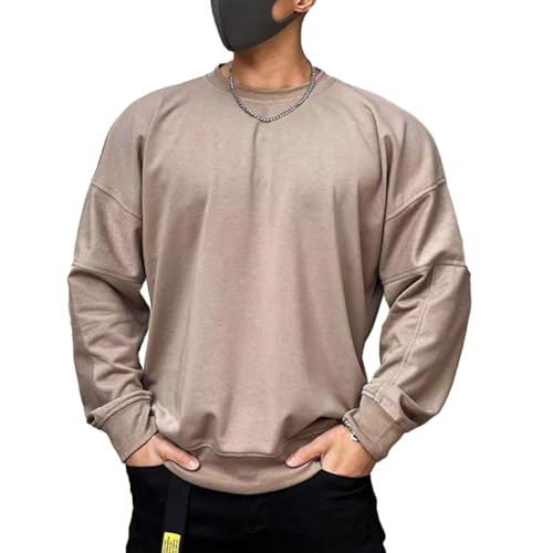 XYGJZ Mens Casual Crewneck Sweatshirt Patchwork Long-Sleeve Pullover Shirt Tops
