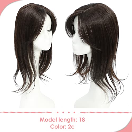 Hair Topper for Women 18inch Hairtoppers for Thinninghair Chocolate Brown Clip in Fringe 5x5.5inch Hair Pieces for Women with Thinning Hair - Image 3