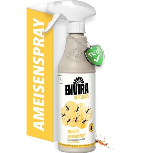 Envira Ameisen Abwehrspray 500 ml - Spray mit Langzeitwirkung gegen Ameisen, Wegameisen, Pharaoameisen - Schutz vor Ameisen für Wohnung, Balkon, Terrasse, Garten - Effektiv Ameisen fernhalten (PT19)