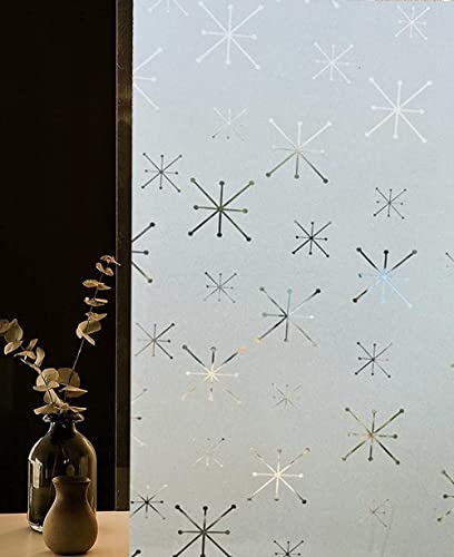 Image of SUNBIRD Window Film Privacy Colorful Window Sticker, Decorative Window Vinyl, Adhesive Home UV Blocking, Heat Insulation Static Cling for Bathroom Office (24 X 48 INCHES-2PCS, Snow Flakes)