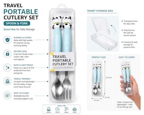 Image of Cutlery Set with Box for Dining | Stainless Steel Spoon, Fork | Reusable Tableware for Home, Kitchen, Office, Restaurant & Travel | Durable Mirror Finish Flatware