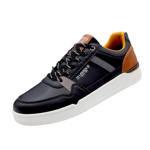 LEOSS ORIGINAL Hombres Zapatillas Cuero Casual Gimnasia Paseo Zapatillas Casual Bajas Zapatos, Negro , 43 EU LEOSS ORIGINAL Hombres Zapatillas Cuero Casual Gimnasia Paseo Zapatillas Casual Bajas Zapatos, Negro , 43 EU