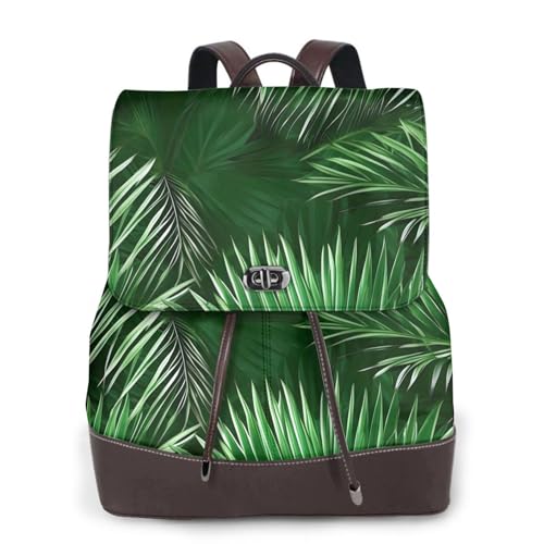 Sac à dos ordinateur portable femme motif feuilles palmier tropical pour voyage et travail chic