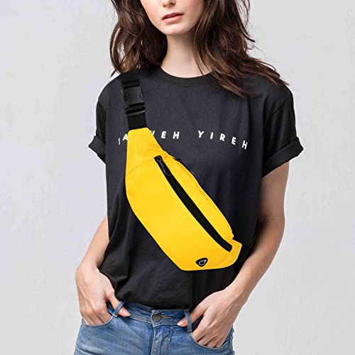 Long Keeper Waist Fanny Pack for Women Men Waterproof Bum Bag Dog Walking Running Hiking Waist Packs with Adjustable Belt for Sport Travel Outdoor B-Yellow - Image 3