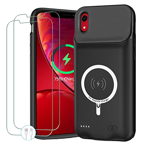 Battery Case for iPhone XR Upgraded 10000mAh Portable Protective Charging Case with Wireless Charging Compatible with iPhone XR (6.1 inch) Rechargeable Battery Pack Charger Case with Carplay (Black)