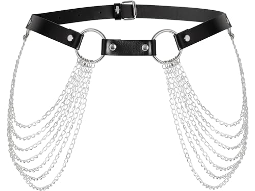 Sacina Goth Punk Black PU leather Belt, Grunge Emo Black Studded Belt for Women, Goth Accessories