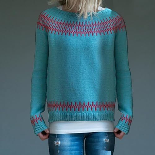 Dames Fairisle trui met hoge hals in tan brown multi | NL