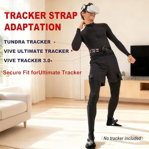Image of QOi Trackerstraps for Vive Tracker 3.0, 2.0, Tundra Tracker, Vive UltimateTracker Empower Full Body Tracking in VR Chat,and Other FBT Apps(Tracker Sold Separately) 1XBelt 2XShort Band Black