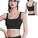 [Senteria] スポーツブラ ヨガウェア レディース 揺れない 一体型カップ 二重肩紐 スポーツブラジャー カップ付き 大きいサイズ ジム ヨガ スポブラ ノンワイヤー 吸汗速乾 ランニング ハイサポート 超軽量 通気性 伸縮性 美胸美背 おしゃれ ブラック